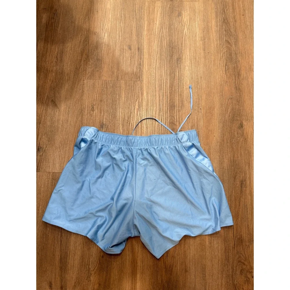 Nike‎ Dri-FIT Womens XL Light Blue Running Athletic Shorts Elastic Waist Swoosh
